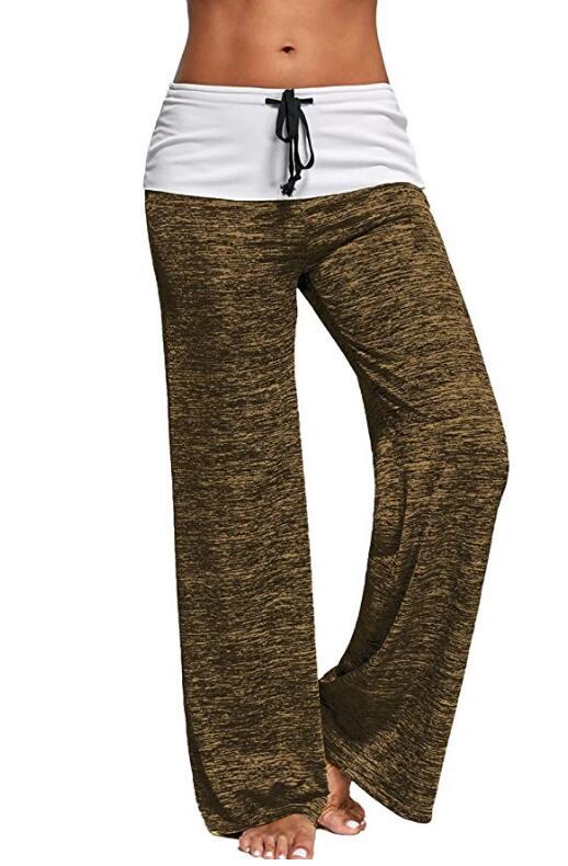 SZ60026-1 Women Foldover Heather Wide Leg Pants Loose Yoga Legging